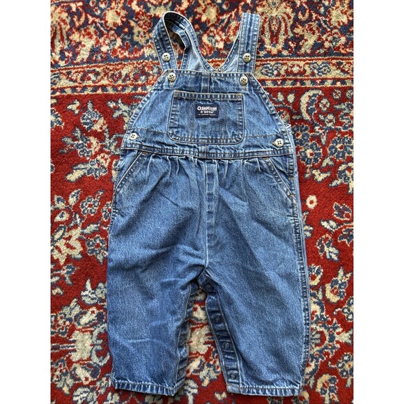 Oshkosh Overalls Vestbak Baby Girl 12 Months Jean Denim No Buckles Buttons - Picture 1 of 7